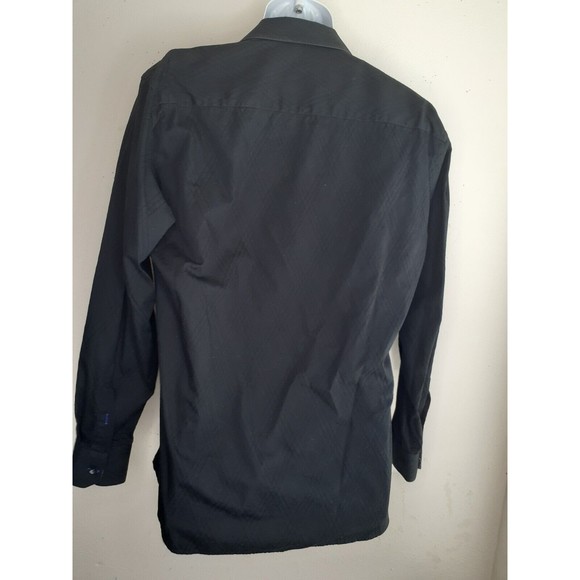 Jared Lang Button Up Shirt Mens L Large Black Geometric Flip Cuff Long Sleeves - Picture 8 of 9